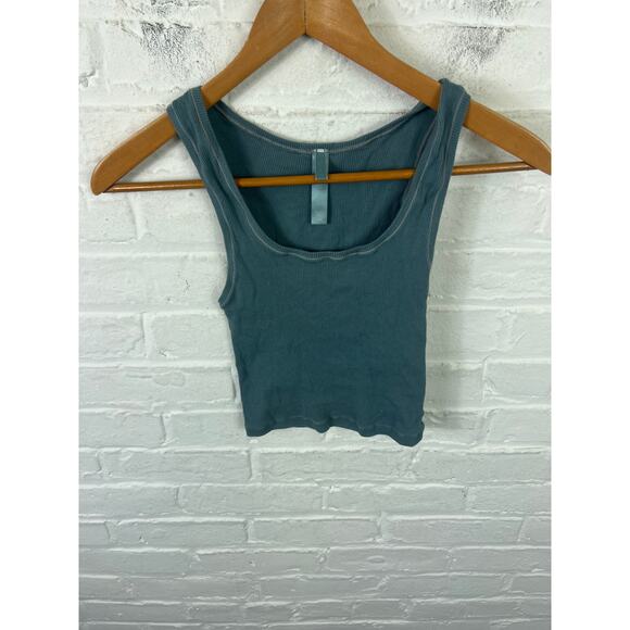 Skims Women's Cotton Ribbed Stretch Tank Top Sleeveless Green Size Small - Picture 2 of 5